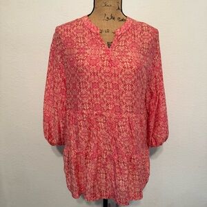 Nine West Jeans Coral and cream long sleeve tunic medium
